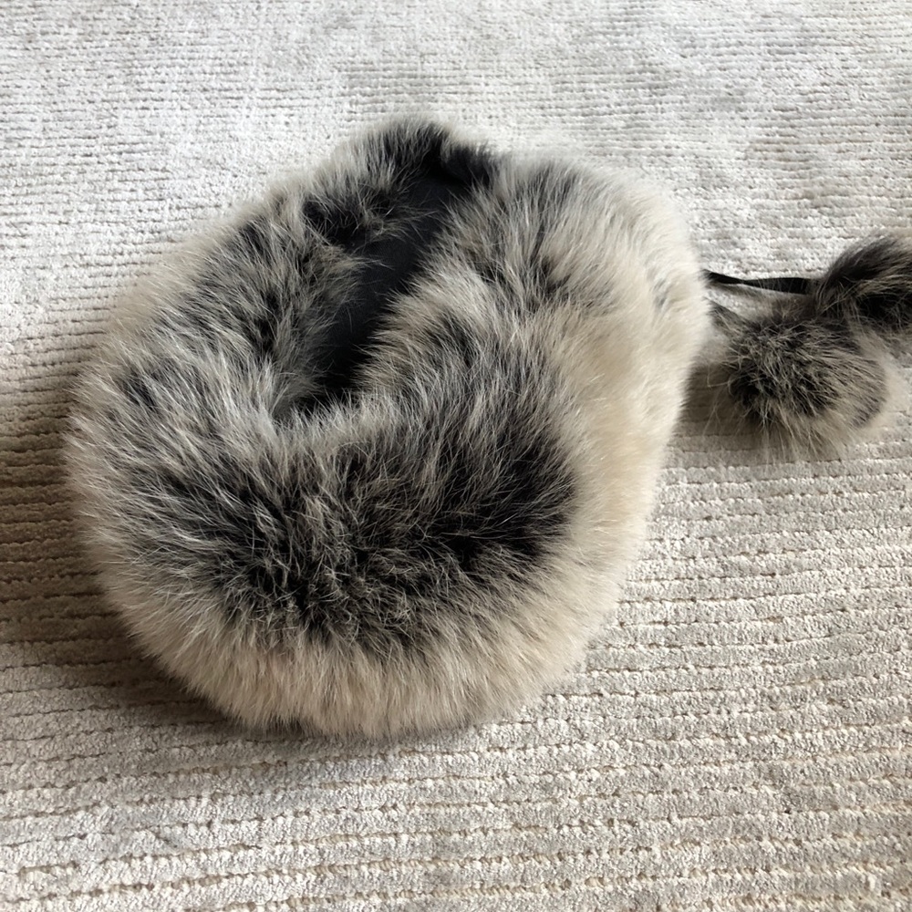 Gray fox fur stole, scarf or headband